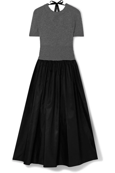 Shop Prada Cashmere And Shell Midi Dress In Dark Gray