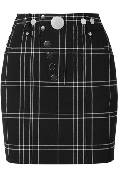 Shop Alexander Wang Checked Woven Mini Skirt In Black
