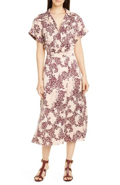 Shop Equipment Orlenna Silk Blend Midi Shirtdress In Rose Cloud Multi