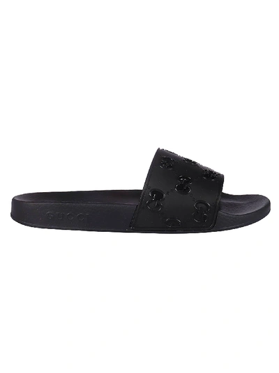 Shop Gucci Rubber Gg Sliders In Nero