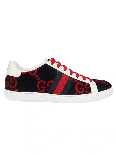 Shop Gucci Velvet Gg Sneakers In Blue