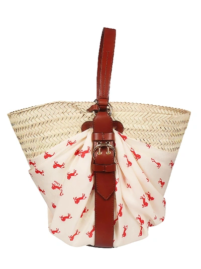 Shop Chloé Panier Shoulder Bag In T White Red