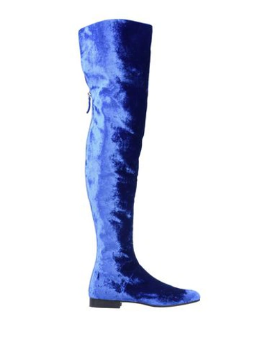 Shop Alberta Ferretti Knee Boots In Bright Blue