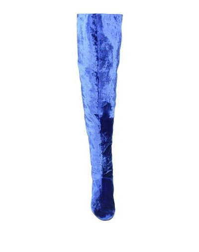 Shop Alberta Ferretti Knee Boots In Bright Blue