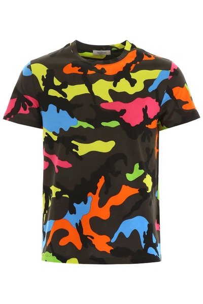 Shop Valentino Camouflage T-shirt In Camou Multicolor (fuchsia)