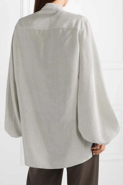 Shop The Row Vara Oversized Printed Silk Crepe De Chine Blouse In White