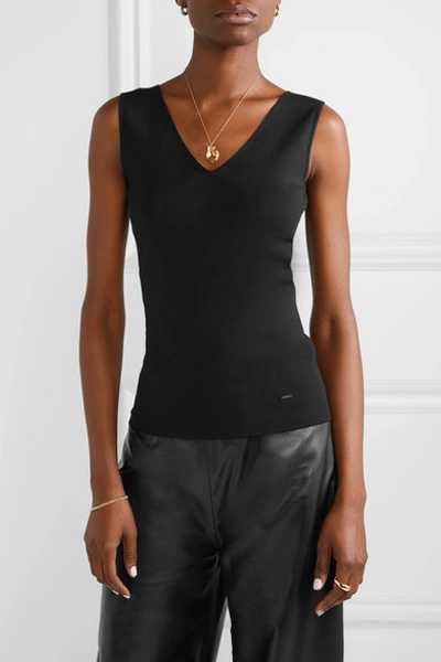 Shop Akris Stretch-mulberry Silk Top In Black