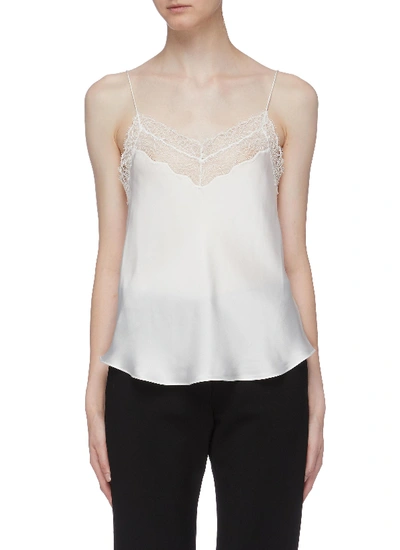 Shop Jonathan Simkhai Lace Trim Silk Sateen Camisole Top