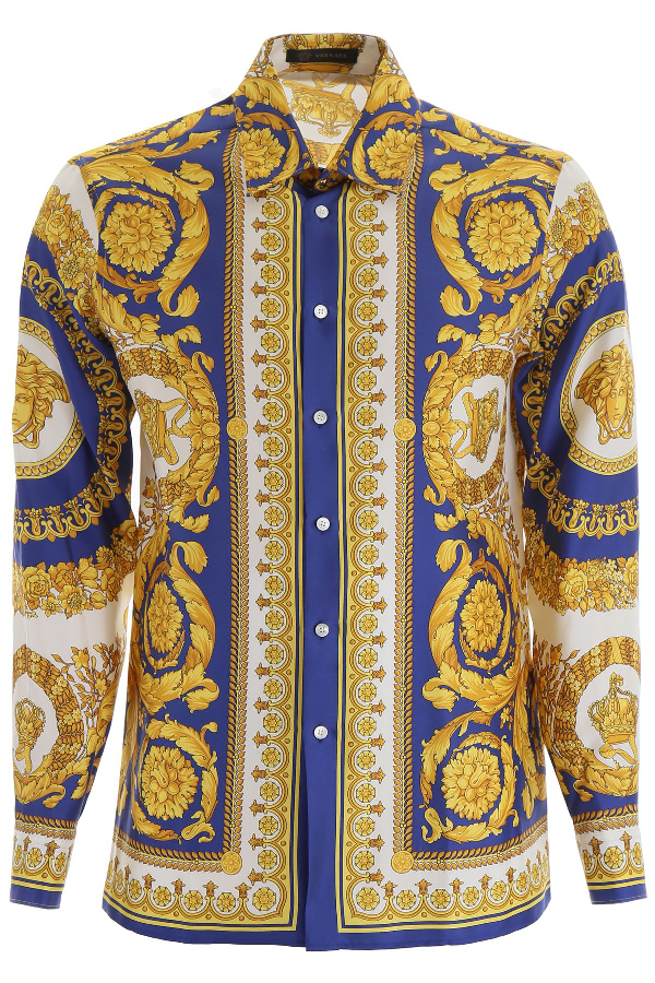 blue and yellow versace shirt