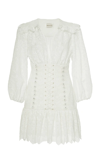 Shop Zimmermann Honour Corset Cotton Mini Dress In White