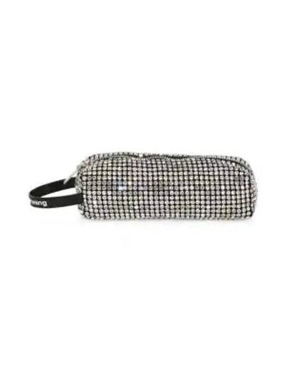Shop Alexander Wang Large Rhinestone Leather Pencil Case In White