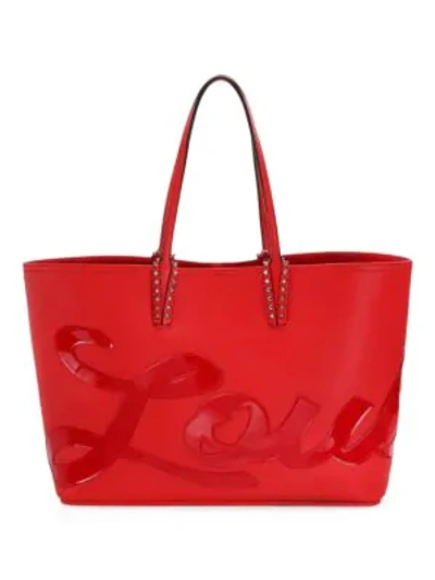 Shop Christian Louboutin Women's Cabata Logo Patent Leather Tote In Red