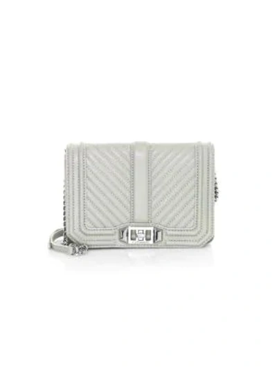 Shop Rebecca Minkoff Small Love Chevron Quilted Leather Crossbody Bag In Grey