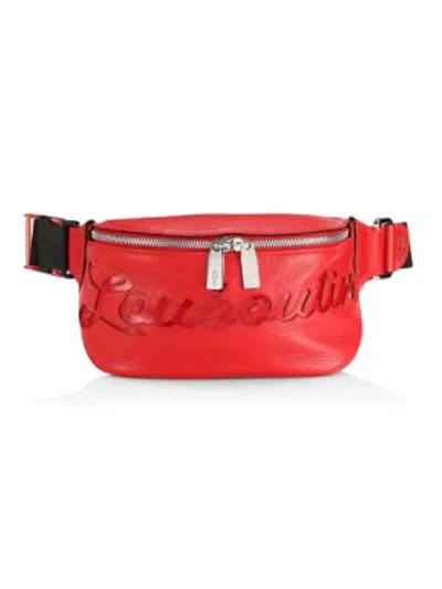 Shop Christian Louboutin Marie Jane Logo Leather Belt Bag In Red