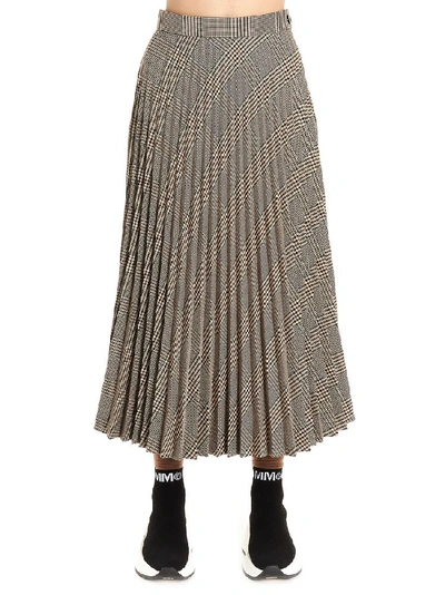 Shop Mm6 Maison Margiela Checked Pleated Midi Skirt In Multi