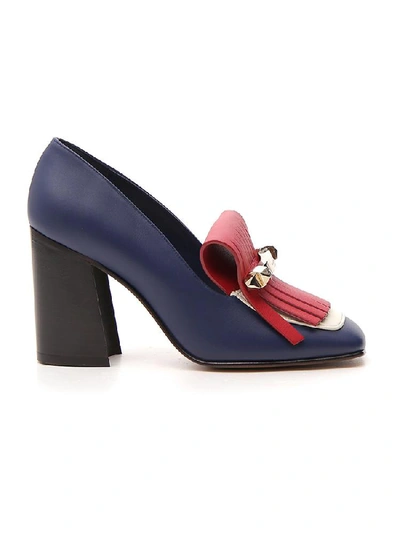 Shop Valentino Garavani Fringed Loafer Pumps In Multi