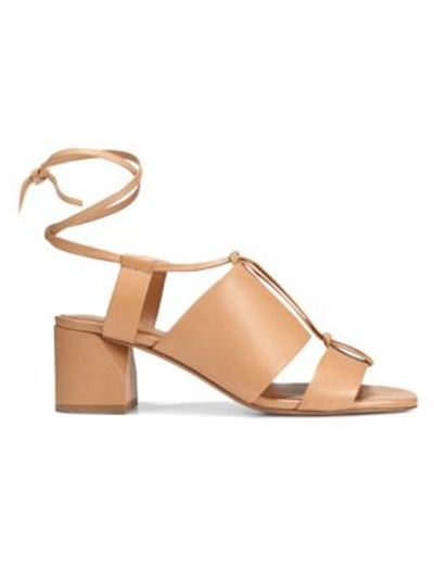 Shop Vince Dunaway Ankle-wrap Leather Sandals In Cashew