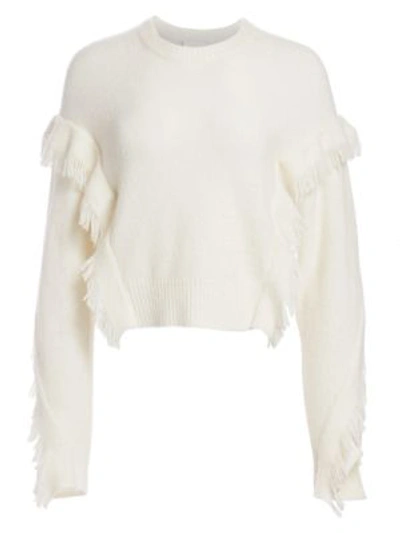 Shop 3.1 Phillip Lim / フィリップ リム Women's Fringe-trim Crewneck Sweater In Antique White