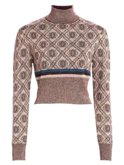 Shop Cinq À Sept Weston Jacquard Knit Sweater In Rose Gold Multi