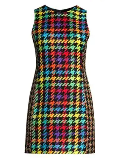 Shop Alice And Olivia Coley Multicolor Houndstooth Dress In Black Multi