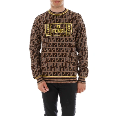 Shop Fendi Contrasting Printed Monogram Sweater In Multi