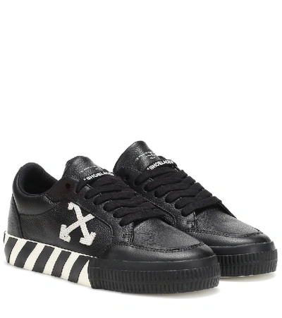 Shop Off-white Low Vulcanized Leather Sneakers In Black
