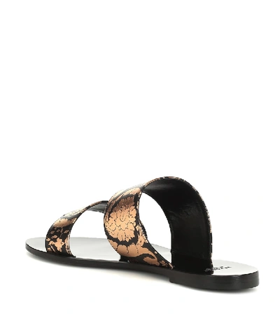 Shop Versace Printed Leather Sandals In Black