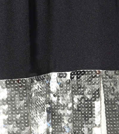 Tibi Pleated Sequin-embellished Poplin And Silk-georgette Midi Dress In Black