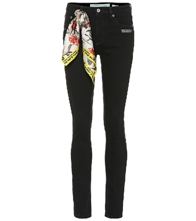 Shop Off-white Mid-rise Skinny Jeans In Black