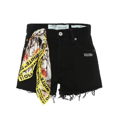 Shop Off-white Distressed Denim Shorts In Black