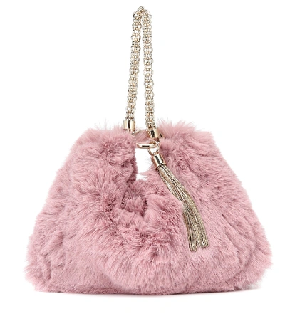 Shop Jimmy Choo Callie Faux-fur Clutch In Purple