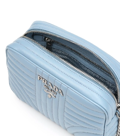 Shop Prada Diagramme Leather Shoulder Bag In Blue