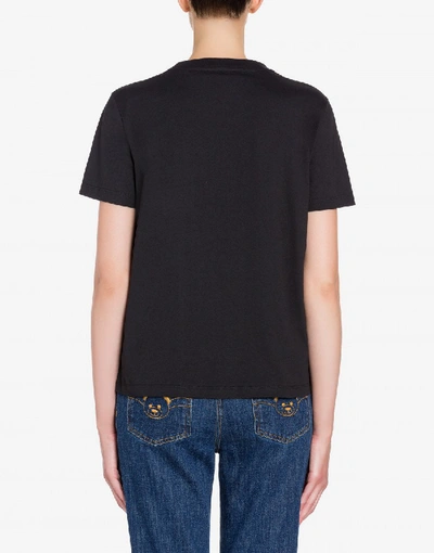 Shop Moschino Jersey T-shirt Teddy Embroidery In Black