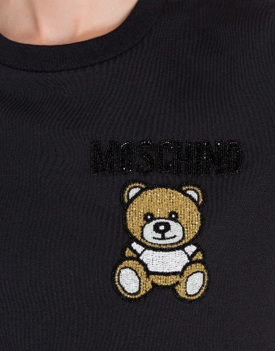 Shop Moschino Jersey T-shirt Teddy Embroidery In Black