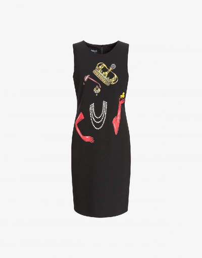 Shop Boutique Moschino Invisible Queen Cadi Dress In Black
