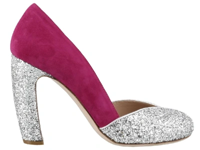 Shop Miu Miu Glitter Glitter Round Toe Pumps In Multi