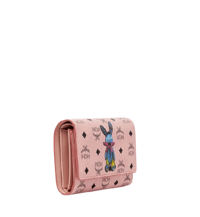 Shop Mcm Rabbit Three Fold Wallet In Visetos In Soft Pink