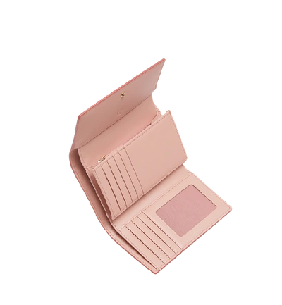 Shop Mcm Rabbit Three Fold Wallet In Visetos In Soft Pink