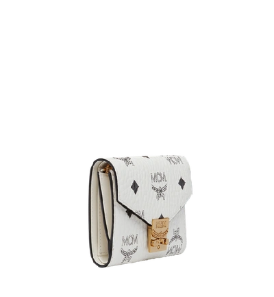 Shop Mcm Patricia Three Fold Wallet In Visetos In White