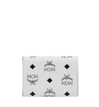 Shop Mcm Patricia Three Fold Wallet In Visetos In White