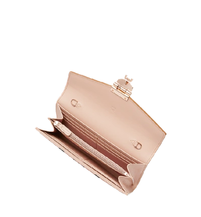 Shop Mcm Patricia Crossbody Wallet In Studded Outline Visetos In Champagne Gold