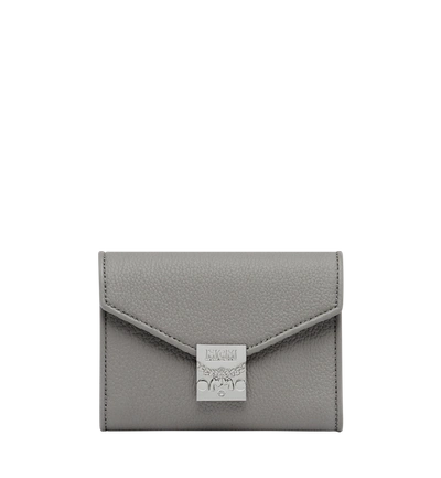 Shop Mcm Patricia Three Fold Wallet In Leather In Arch Grey