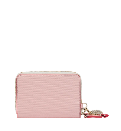 Shop Mcm Mina Heart Charm Card Wallet In Leather In Quartz Pink