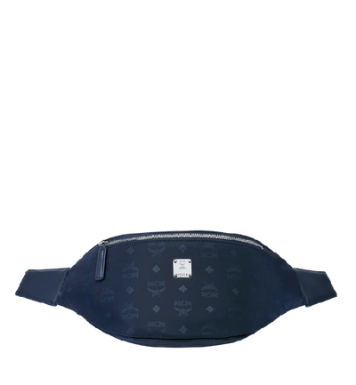 Shop Mcm Dieter Belt Bag In Monogram Nylon In Navy Blue