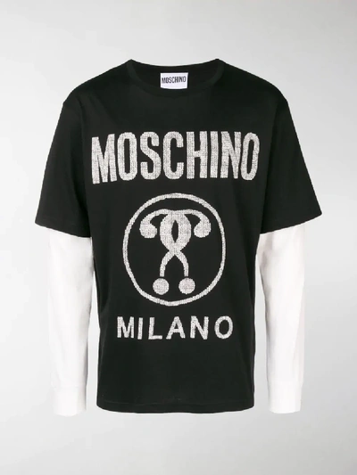 Shop Moschino Double-sleeve T-shirt In Black