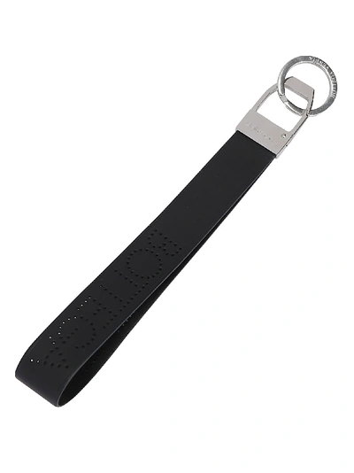 Shop Bottega Veneta Logo Key Holder In Nero/silver