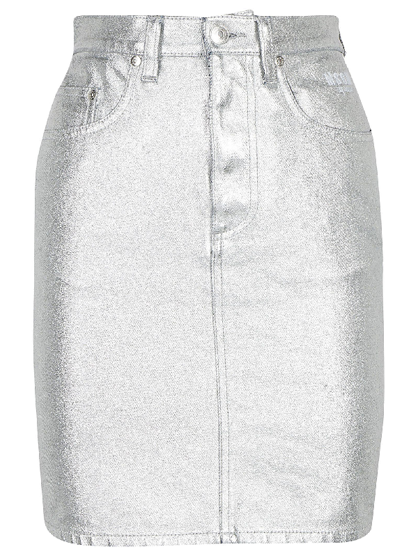 Msgm Skirt In Silver | ModeSens