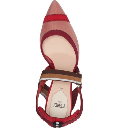 Shop Fendi Colibri Mesh Slingback Pump In Red