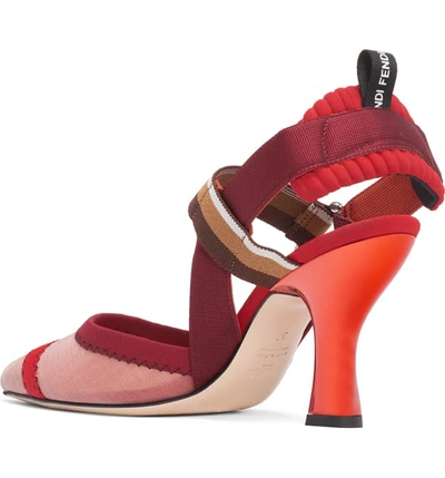 Shop Fendi Colibri Mesh Slingback Pump In Red