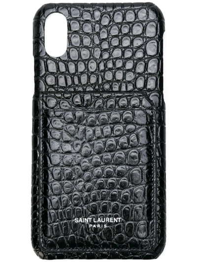 Shop Saint Laurent Iphone 10 Case In Black